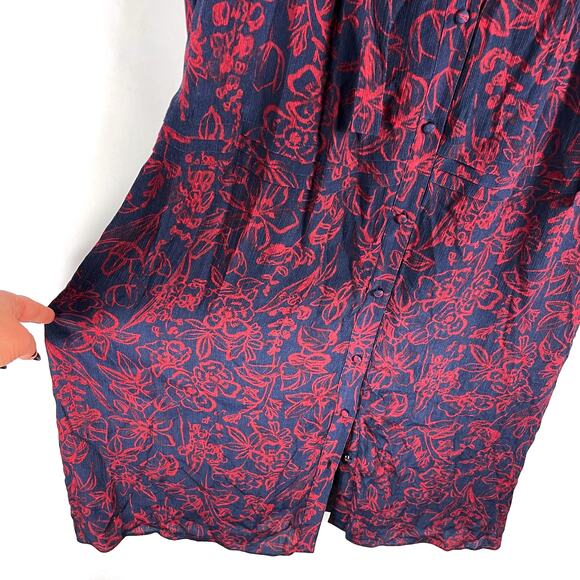Jason Wu Print Midi Shirt Dress Blue Red Tie Neck Button Front Long Sleeve Sz 6‎ - Picture 7 of 15